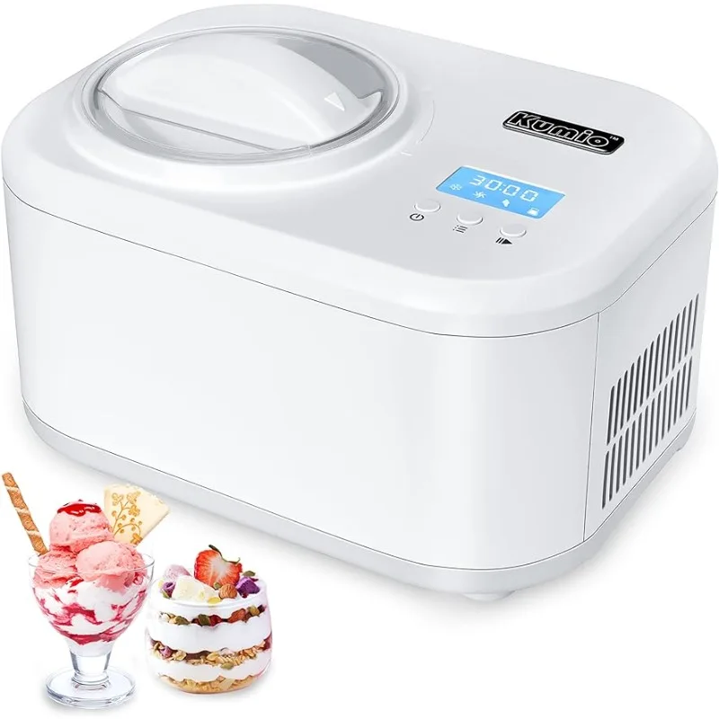 

1 кварта автоматическая машина для мороженого с компрессором, без предварительного замораживания, 4 режима, машина для замороженного йогурта с ЖК-дисплеем и таймером