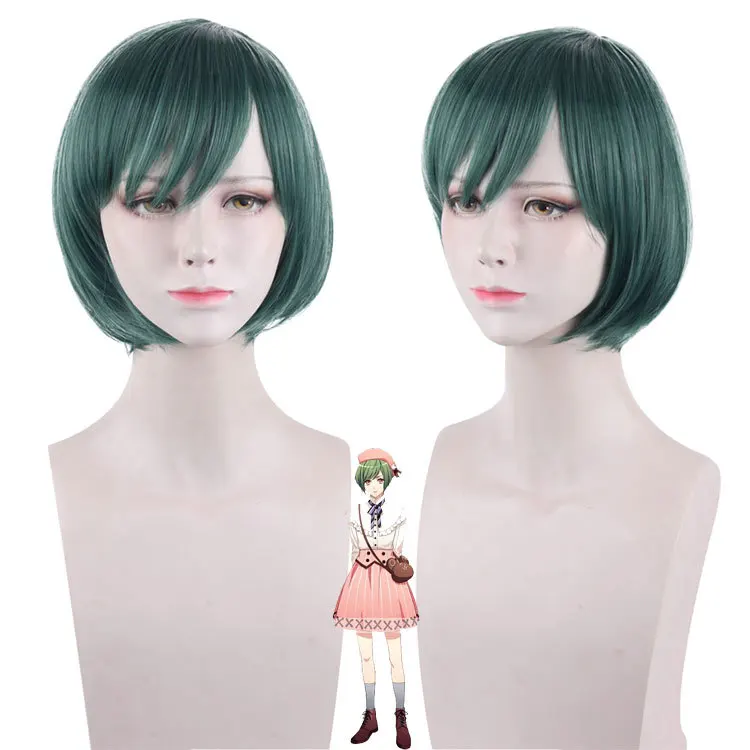 

Hand Tour A3! Yuki Rurikawa Cosplay Short Green Heat Resistant Synthetic Hair+Free Wig Cap Halloween Party