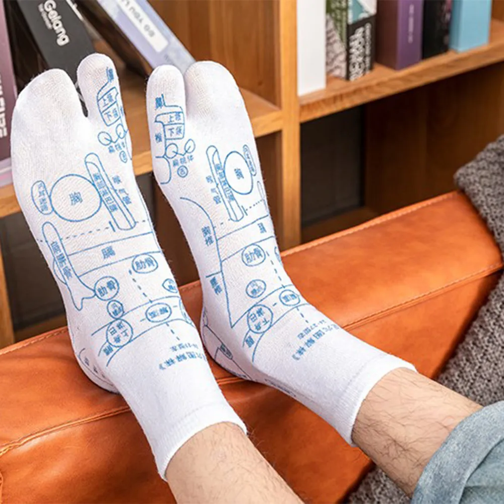 

1 Pair Foot Massage Socks Acupressure Reflexology Socks Yoga Foot Massage Foot Point Diagram Acupoint Socks With Massage Sticks