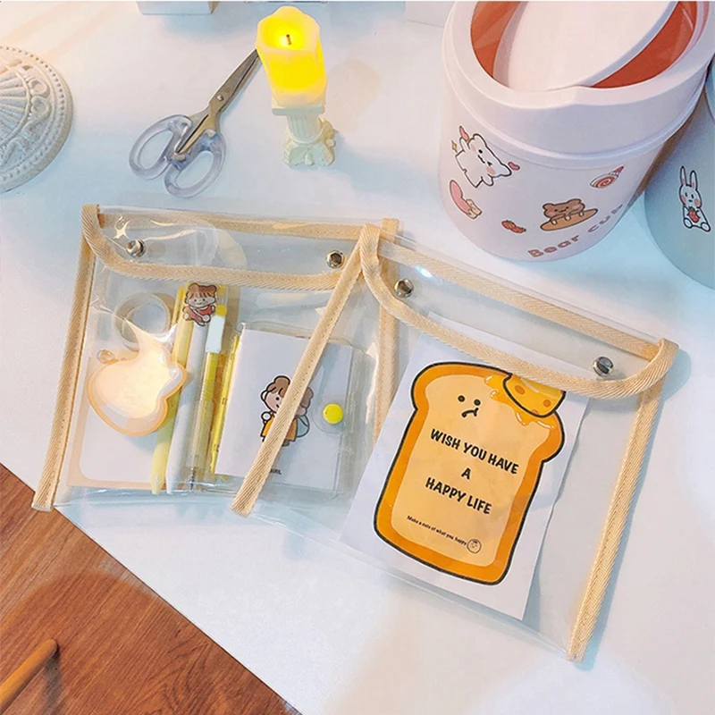 PVC Snap Button Bag Pencil Case Test Paper Stationery Storage Bag Large Capacity Waterproof Transparent Document Bag
PVC Snap Button Bag Pencil Case Test Paper Stationery Storage Bag Large Capacity Waterproof Transparent Document Bag