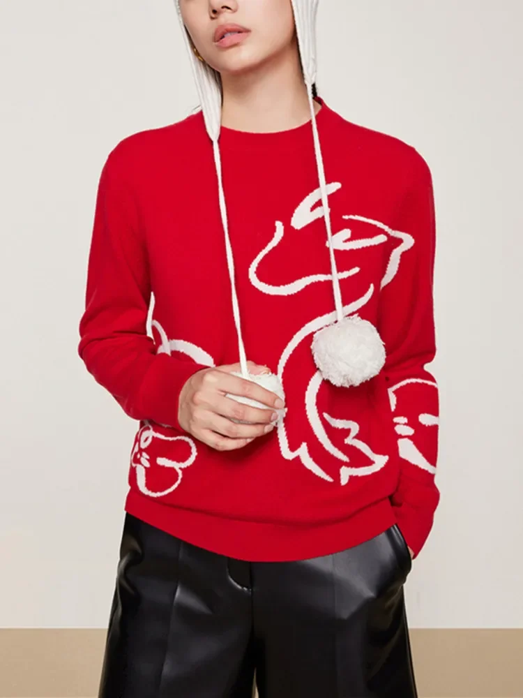 

Женский вязаный свитер, Свободный Повседневный пуловер из смесовой шерсти и кашемира с круглым вырезом, Осень-зима 2023