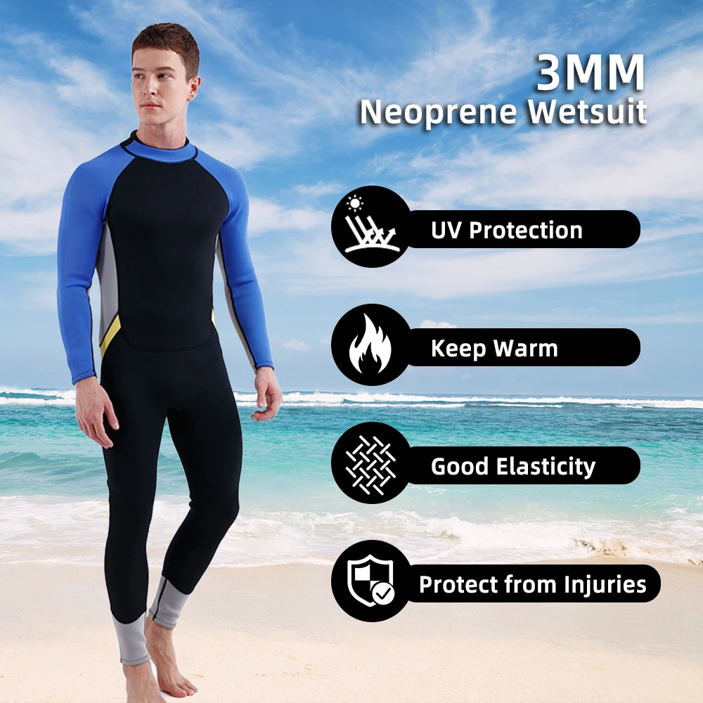 3mm Neoprene Wetsuit for Men Back Zip Full Body Flatlock Stitched Diving Suit for Snorkeling Surfing Scuba Diving Swimming
3mm Neoprene Wetsuit for Men Back Zip Full Body Flatlock Stitched Diving Suit for Snorkeling Surfing Scuba Diving Swimming