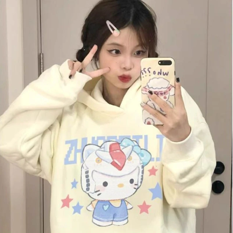 Sanrio HelloKitty Hoodies Girls Pure Cotton Hooded Tops Autumn Winter New Style Kawaii Anime Print Comfortable Christmas Present
Sanrio HelloKitty Hoodies Girls Pure Cotton Hooded Tops Autumn Winter New Style Kawaii Anime Print Comfortable Christmas Present