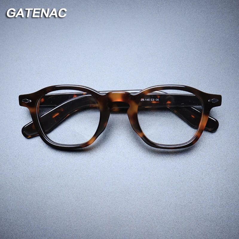 

Gatenac Acetate Glasses Frame Men Vintage Square Myopia Prescription Eyeglasses Frame Retro Women Luxury Brand Designer Eyewear