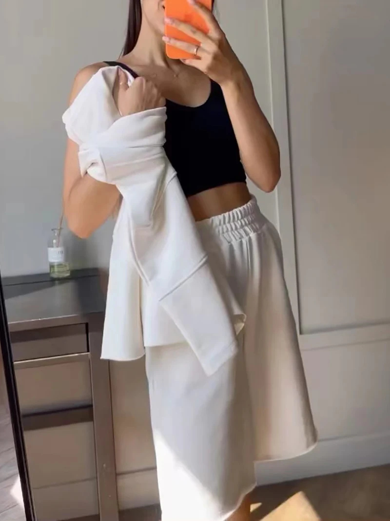 Bornladies Sommer 100% Baumwolle Sets Frauen Casual Zwei Stücke Halbe Hülse Patchwork T Shirts & Hohe Taille Shorts Outfits Trainingsanzug Bornladies Sommer 100% Baumwolle Sets Frauen Casual Zwei Stücke Halbe Hülse Patchwork T Shirts & Hohe Taille Shorts Outfits Trainingsanzug