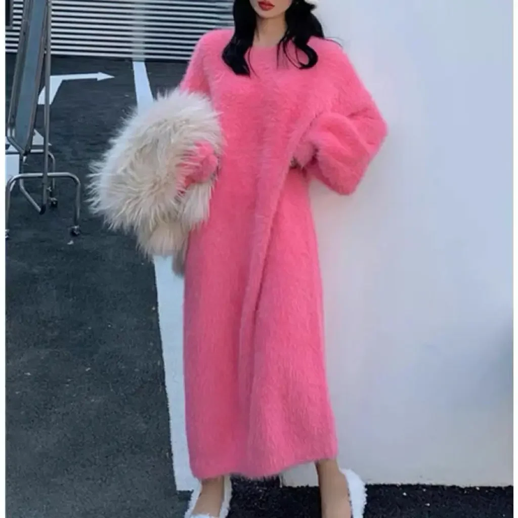 Lantern Sleeve Faux Mink Knitted Dress Women O Neck Loose Fashion Dress 2023 Autumn Solid Color Pullover Long Dresses
Lantern Sleeve Faux Mink Knitted Dress Women O Neck Loose Fashion Dress 2023 Autumn Solid Color Pullover Long Dresses