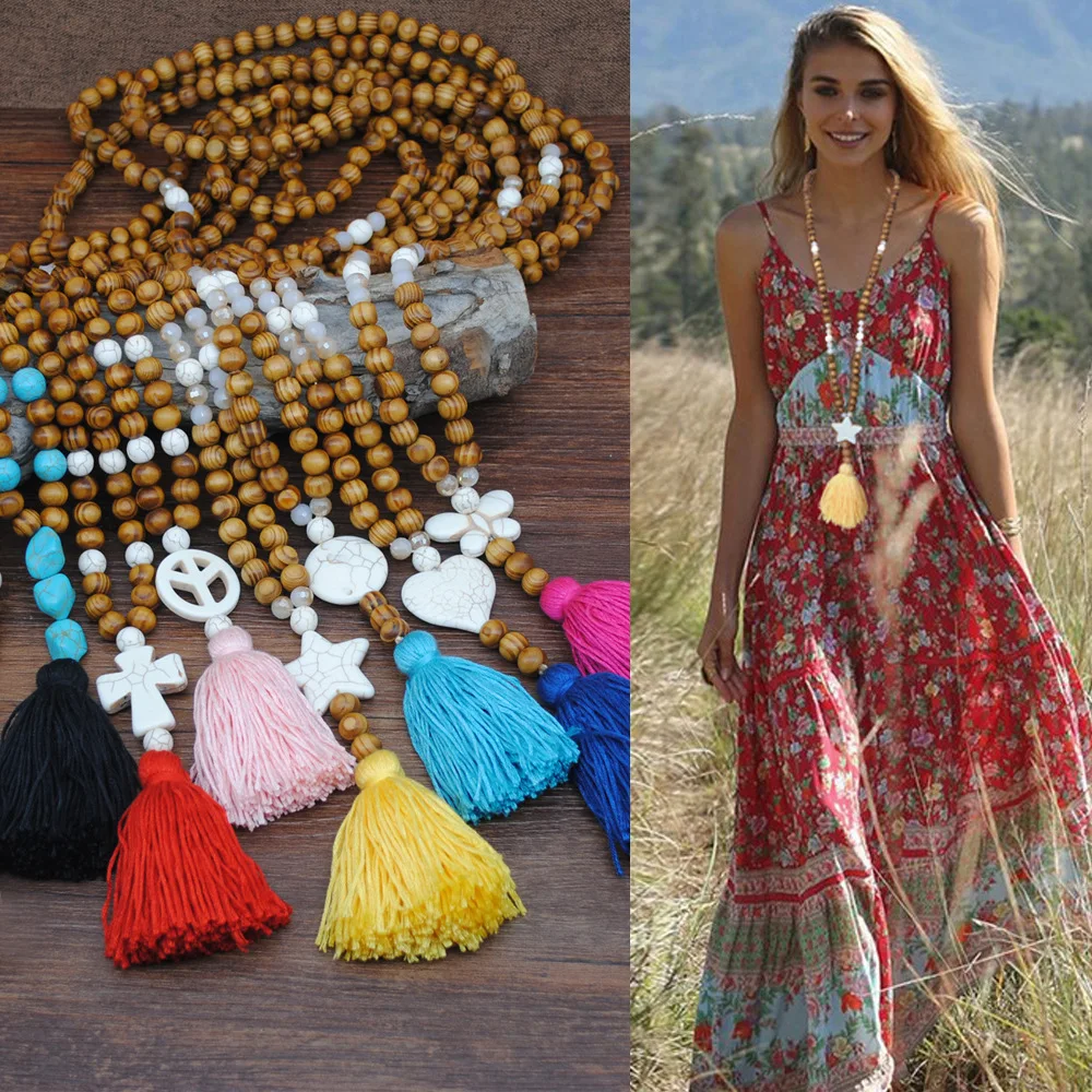 Bohemian Vintage Turquoise Pendant Wooden Beads Crystal Beaded Long Sweater Chain Color Line Tassel Hang Necklace Women Gift
Bohemian Vintage Turquoise Pendant Wooden Beads Crystal Beaded Long Sweater Chain Color Line Tassel Hang Necklace Women Gift