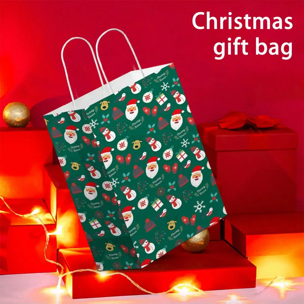 

Xmas Gift Wrapping Bags 5Pcs Beautiful with Handle Lightweight Merry Christmas Santa Claus Paper Bags Decorations Party Favors