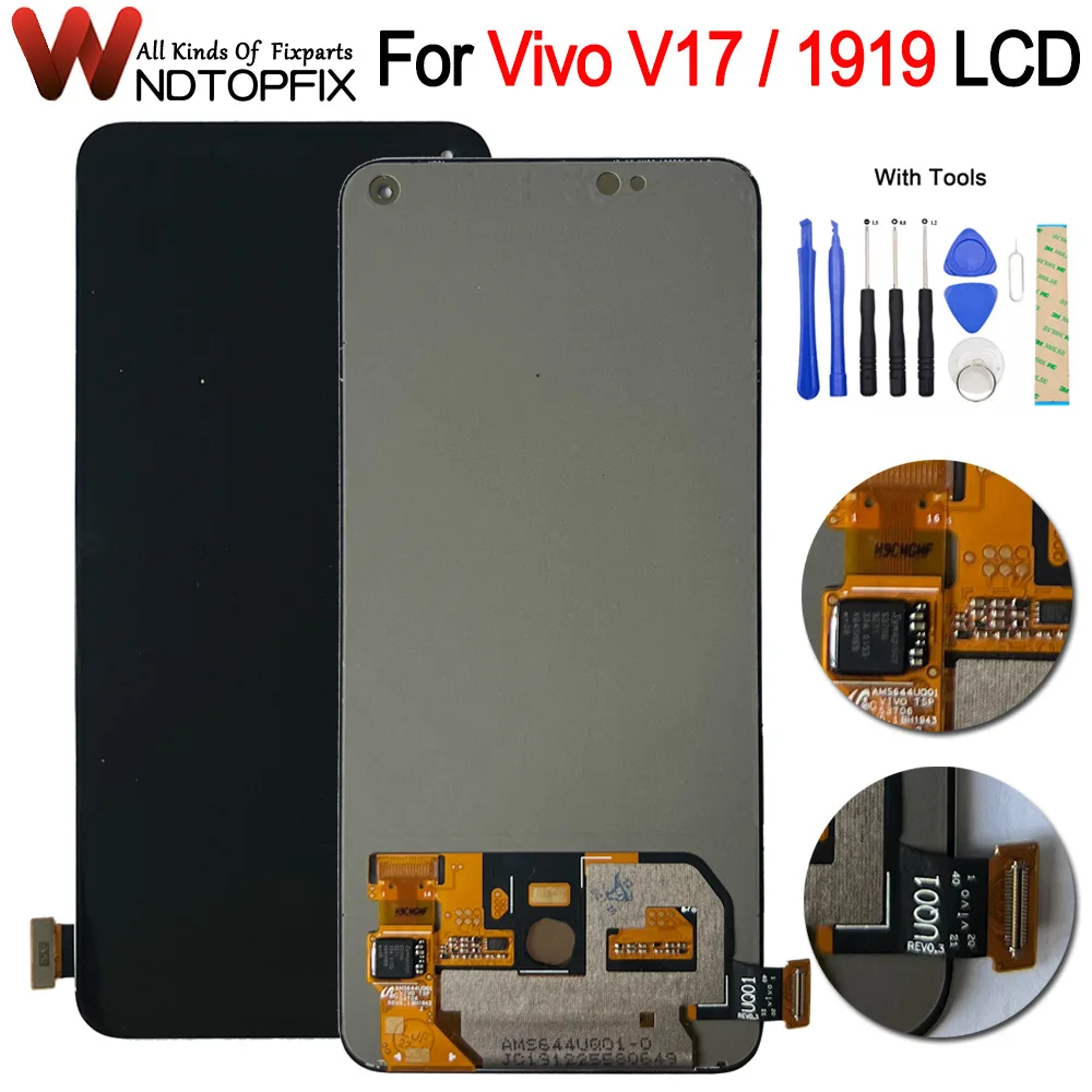 AMOLED For VIVO V17 1919 LCD Display Touch Screen Digitizer Assembly Replacement Parts 6.44'' For Vivo V17 LCD Screen With Tools
AMOLED For VIVO V17 1919 LCD Display Touch Screen Digitizer Assembly Replacement Parts 6.44'' For Vivo V17 LCD Screen With Tools