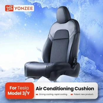 Desfrute do Conforto Refrescante com a Almofada de Gel para Assento de Carro 11 YZ For Tesla Model Y 3 2021-2023 Cooling Car Seat Cushion Summer Cool Blowing Ventilation Seat Covers Auto Seat Cooling Pad