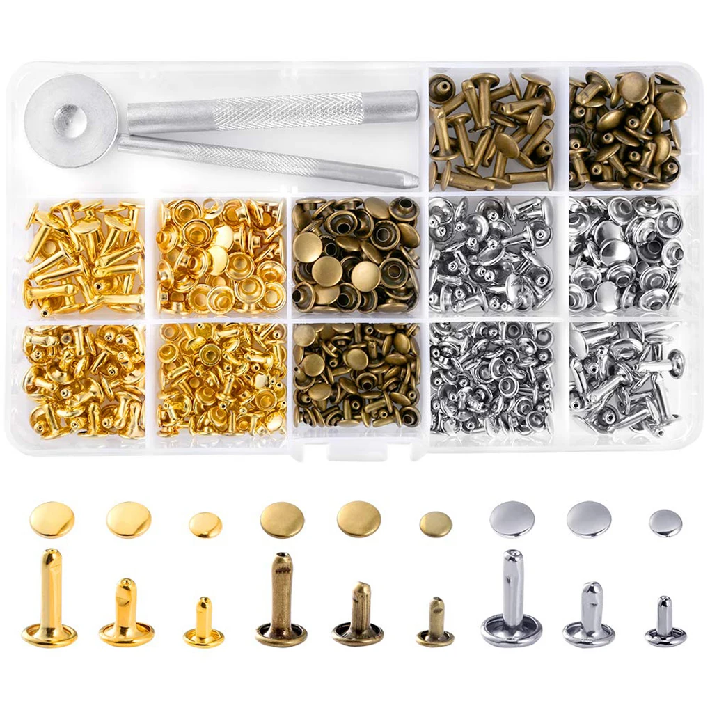 240 Sets Double Cap Rivet Metal Bolts DIY Leather Craft Clothes Shoes Bags Belts Repair Decorations
240 Sets Double Cap Rivet Metal Bolts DIY Leather Craft Clothes Shoes Bags Belts Repair Decorations