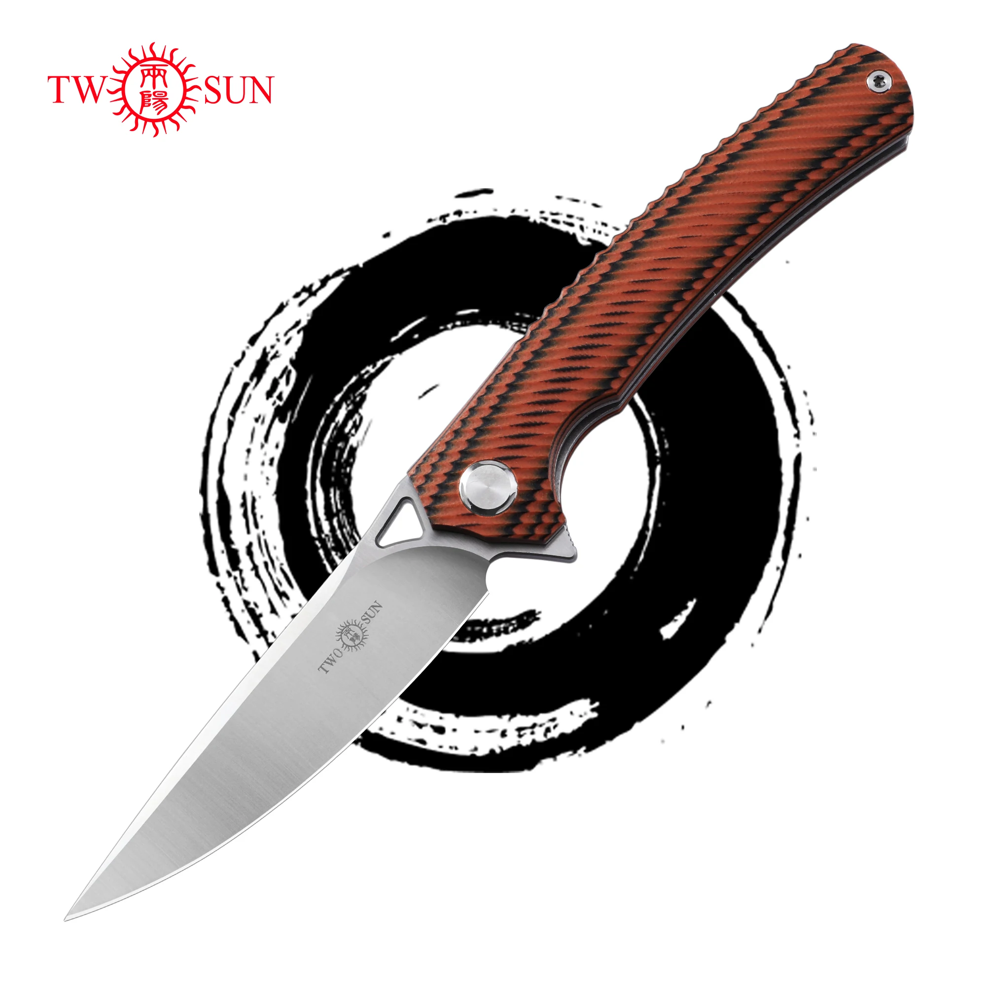 

TWOSUN TS81 Folding Knives Flipper Open D2 Steel Blade G10 Handle Camping Hunting Outdoor Survival Pocket EDC Tool Humb Hole