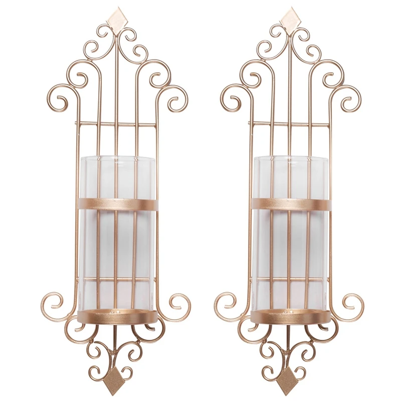 2 Pcs Wall Sconce Candle Holder, Antique-Style Golden Metal Wall Art Decorations For Living Room, Bathroom, Dining Room
2 Pcs Wall Sconce Candle Holder, Antique-Style Golden Metal Wall Art Decorations For Living Room, Bathroom, Dining Room