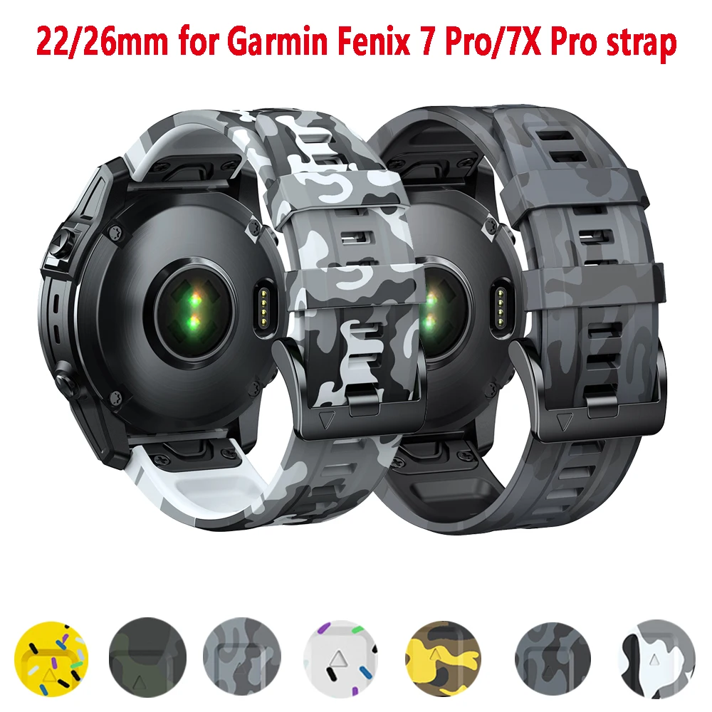 22 26mm Quickfit camouflage silicone strap For Garmin Fenix 7X Pro 5X bracelet for Garmin 965/instinct2/Fenix 7 Pro wristband
22 26mm Quickfit camouflage silicone strap For Garmin Fenix 7X Pro 5X bracelet for Garmin 965/instinct2/Fenix 7 Pro wristband
