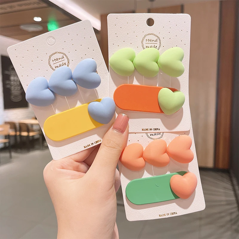 

New Korean Version Of Children's Accessories Cute Princess Candy Matching Color Love Hairpins For Girls Small Fresh Hair-Clips