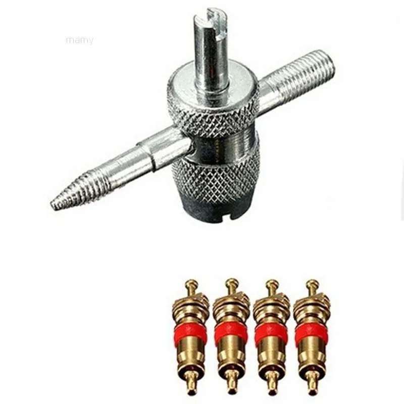 1set 4 Way Car Bike Tyre Tire Valve Repair Remover Tool+4 Valve Stem Cores Kit Removes Valve Cores Re-taps Threads Inside &
1set 4 Way Car Bike Tyre Tire Valve Repair Remover Tool+4 Valve Stem Cores Kit Removes Valve Cores Re-taps Threads Inside &