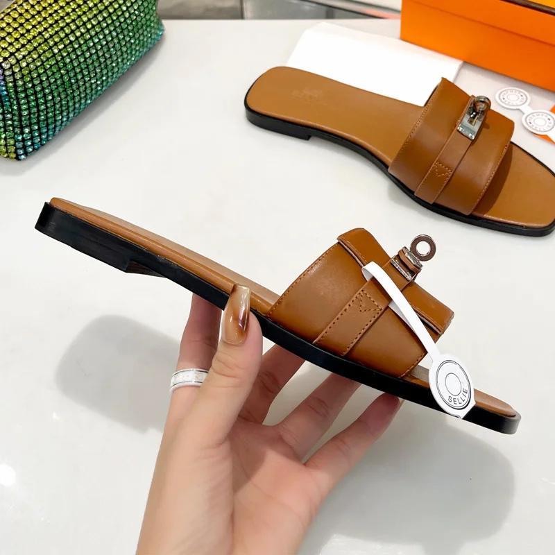 

Kelly Slipper Best Quality Oran Sandal For Woman Summer Real Leather Ladies Flat Sandal Designer Casual Fashion Handmade