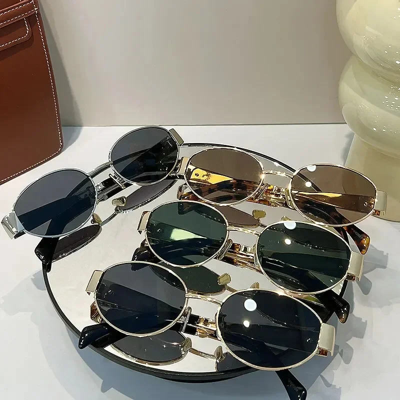 

Pure Titanium Luxury Brand Handmade Personality oval sense of sunglasses of ladies advanced elegant men 40235 luxury uv400