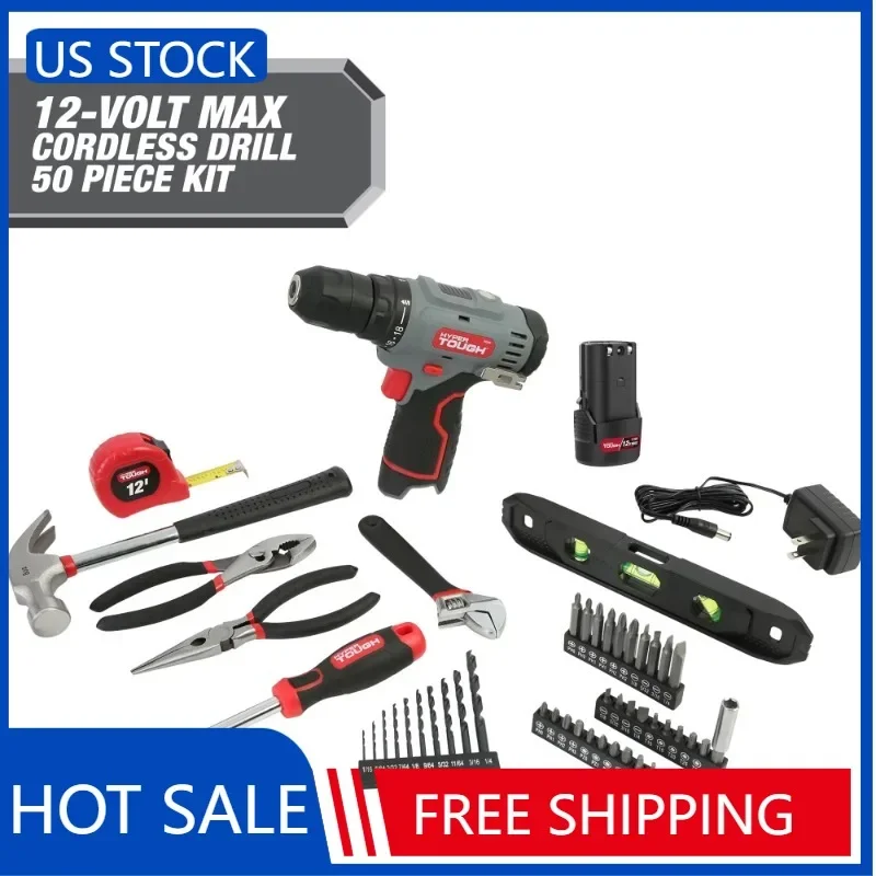 

Hyper Tough 12V Max* Lithium-Ion Cordless 3/8-Inch Drill Driver 50-Piece Project Kit and 1.5Ah Battery, Model 99312