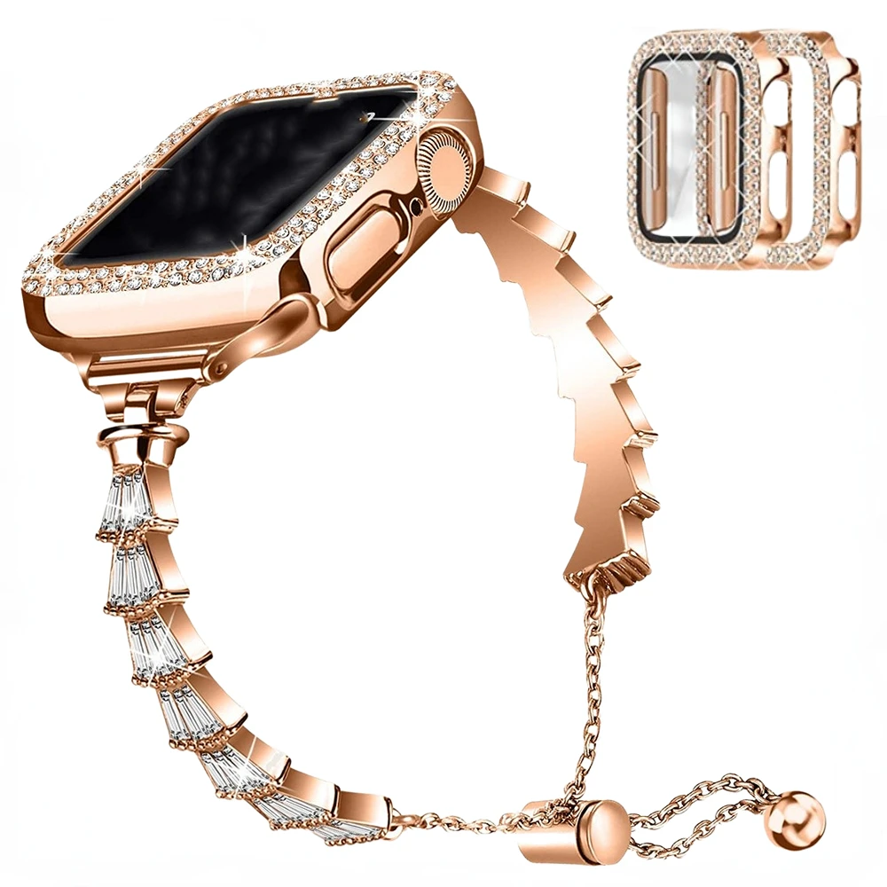 Metal Diamond Strap+Glass Case for Apple Watch 45mm 41mm 44mm 40mm 42mm 38mm Watchband for iWatch Series 8 7 6 5 4 3 SE Bracelet
Metal Diamond Strap+Glass Case for Apple Watch 45mm 41mm 44mm 40mm 42mm 38mm Watchband for iWatch Series 8 7 6 5 4 3 SE Bracelet