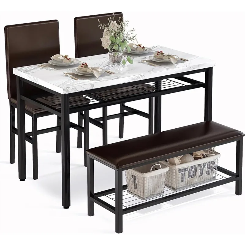 AWQM Dining Table Set for 4 with Bench and 2 Leather Chairs,Faux Mable Small Kitchen Table Furniture
AWQM Dining Table Set for 4 with Bench and 2 Leather Chairs,Faux Mable Small Kitchen Table Furniture