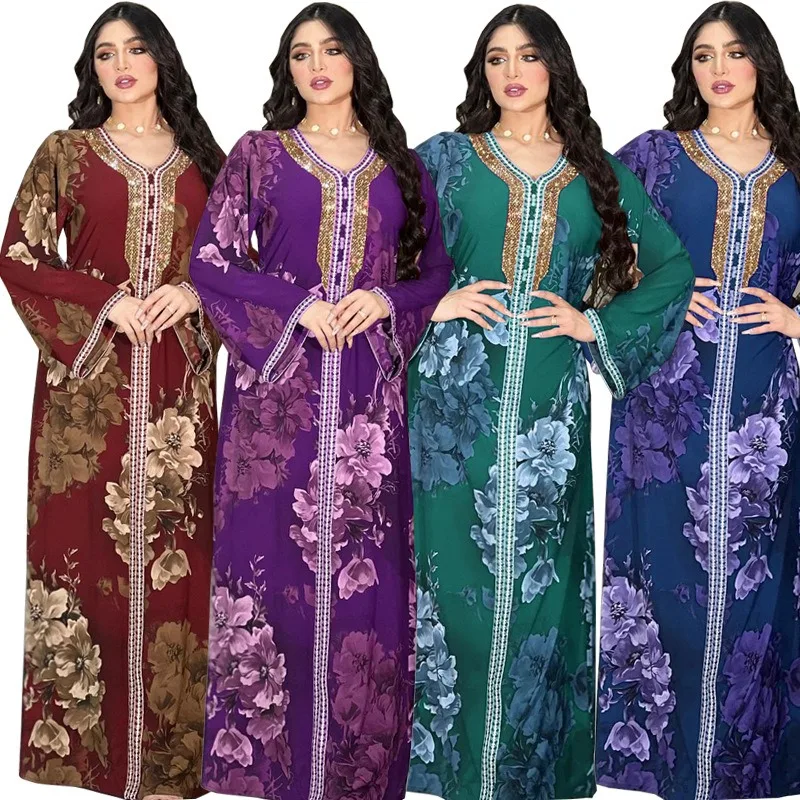 Summer Muslim New Middle East Dubai Arab Robe Amaya Printed Hot Diamond Spot Stock Robe Pour Femme Musulmane Kaftan
Summer Muslim New Middle East Dubai Arab Robe Amaya Printed Hot Diamond Spot Stock Robe Pour Femme Musulmane Kaftan