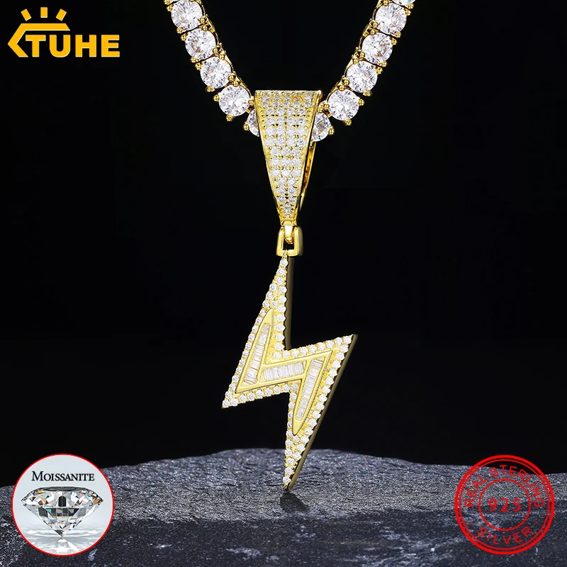 Lightning Hip Hop Rock For Men Moissanite Pendant Necklace Silver 925 For Men Hip Hop Jewelry Fine With Tennis Chain
Lightning Hip Hop Rock For Men Moissanite Pendant Necklace Silver 925 For Men Hip Hop Jewelry Fine With Tennis Chain