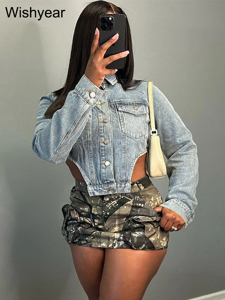 Fashion Irregular Denim Jackets Women Outfits Crop Tops Turn Down Collar Long Sleeve Single Breasted Jeans Coat Street Outwear
Fashion Irregular Denim Jackets Women Outfits Crop Tops Turn Down Collar Long Sleeve Single Breasted Jeans Coat Street Outwear