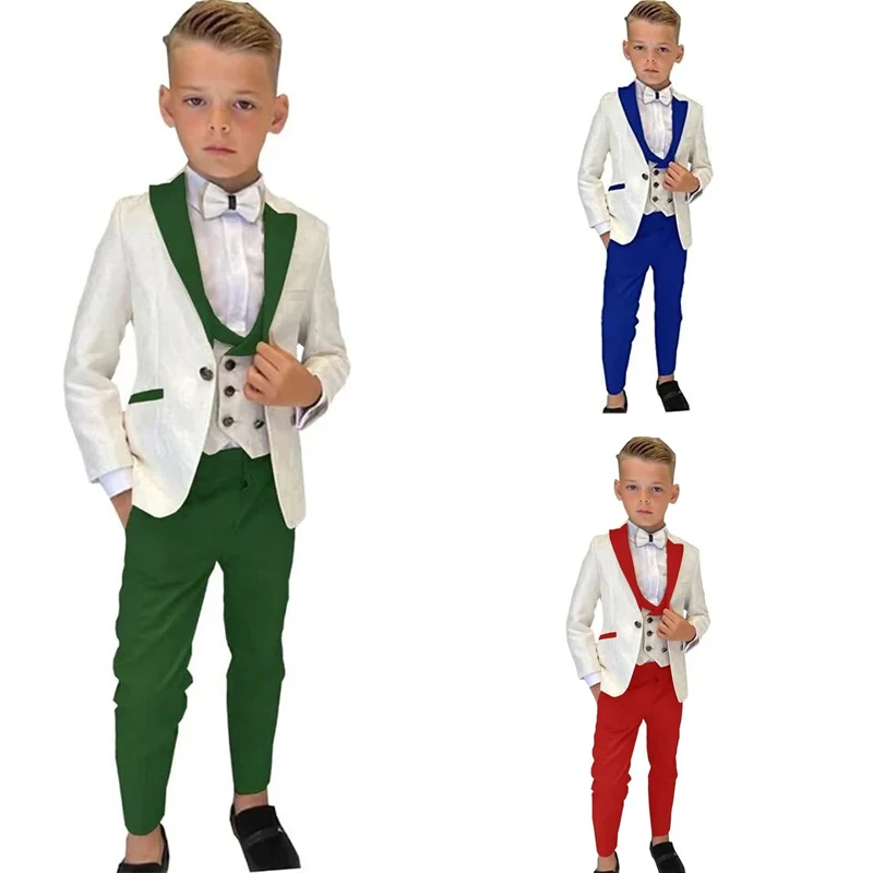 

Formal Children Suits For Boys Single Breasted Three Piece Jacket Pants Vest Green Vetement Enfant Garcon Terno Infantil