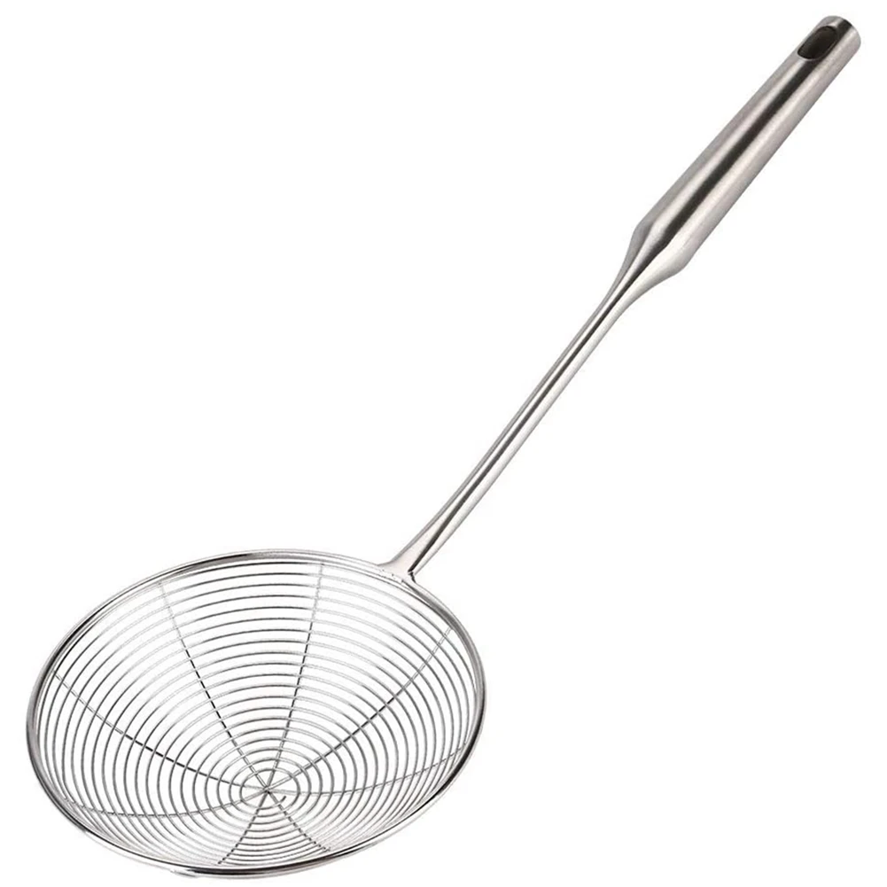 

Spider Strainer Skimmer Ladle Stainless Steel Metal Frying Basket with Long Handle Spoon
