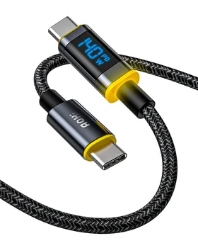 AOHI Magline+140W 나일론 USB C - USB C LED 디지털 디스플레이 케이블 4피트