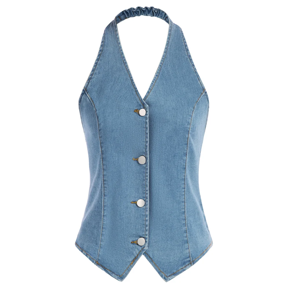 Belle Poque Women Vintage Waistcoat Jean Vest Halterneck Handkerchief Hem Button Down Regular Fitted Fashion Dressy Suit A30
Belle Poque Women Vintage Waistcoat Jean Vest Halterneck Handkerchief Hem Button Down Regular Fitted Fashion Dressy Suit A30