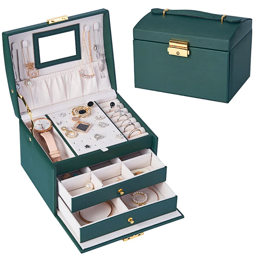 Jewelry storage box, 3-layer PU leather jewelry earring, multi-function light luxury jewelry storage box with mirror and lock
Jewelry storage box, 3-layer PU leather jewelry earring, multi-function light luxury jewelry storage box with mirror and lock