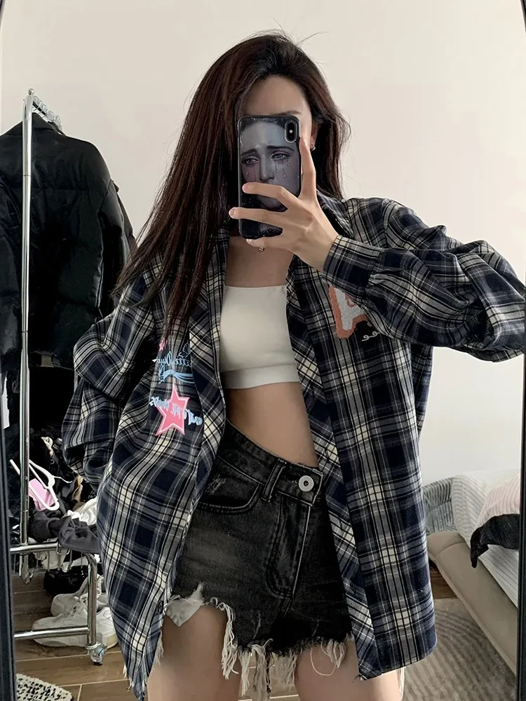 Spring Autumn Plaid Long Sleeved Shirt American Vintage Casual Single Breasted Thin All Match Fashion Tops Camisas De Mujer
Spring Autumn Plaid Long Sleeved Shirt American Vintage Casual Single Breasted Thin All Match Fashion Tops Camisas De Mujer