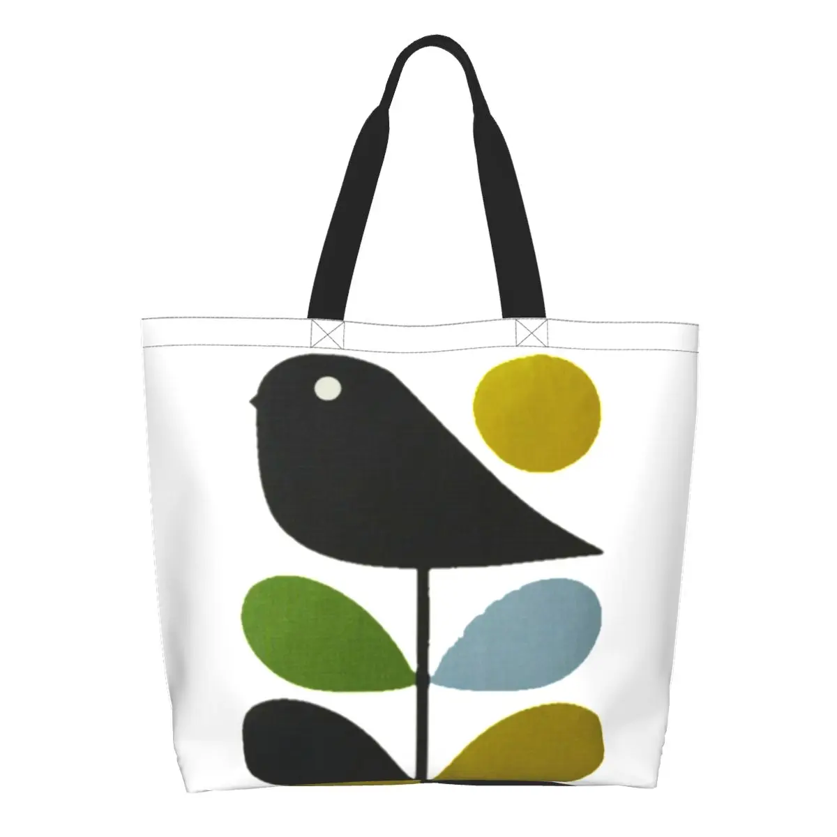 

Многоразовая абстрактная сумка для покупок Orla Kiely Bird, Холщовая Сумка-тоут через плечо, моющаяся Скандинавская сумка для продуктов среднего века, сумки для покупок