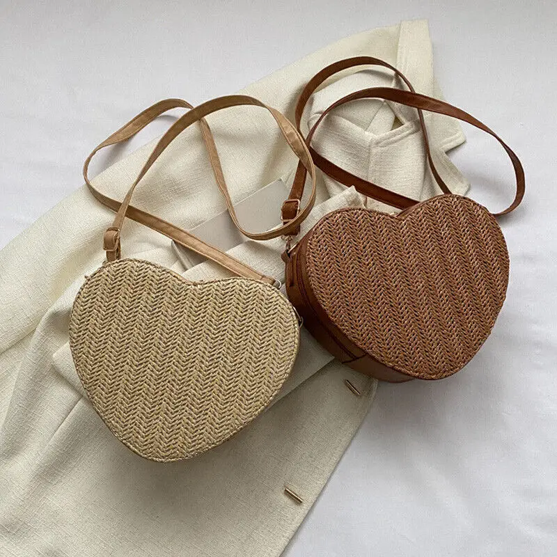 Hand Woven Love Heart Handbag Women Summer Straw Tote Bag Ladies Shoulder Crossbody Bag Purse Cute Satchel Travel Shopping Bags
Hand Woven Love Heart Handbag Women Summer Straw Tote Bag Ladies Shoulder Crossbody Bag Purse Cute Satchel Travel Shopping Bags