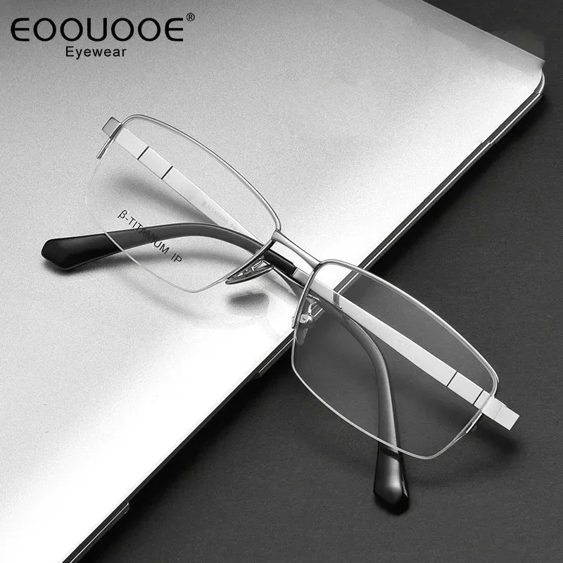 57mm Men Titanium Glasses Frame Fashion Half Eyebrow Design Myopia Eyeglasses Hyperopia Optics Prescription Progressive Eyewear
57mm Men Titanium Glasses Frame Fashion Half Eyebrow Design Myopia Eyeglasses Hyperopia Optics Prescription Progressive Eyewear