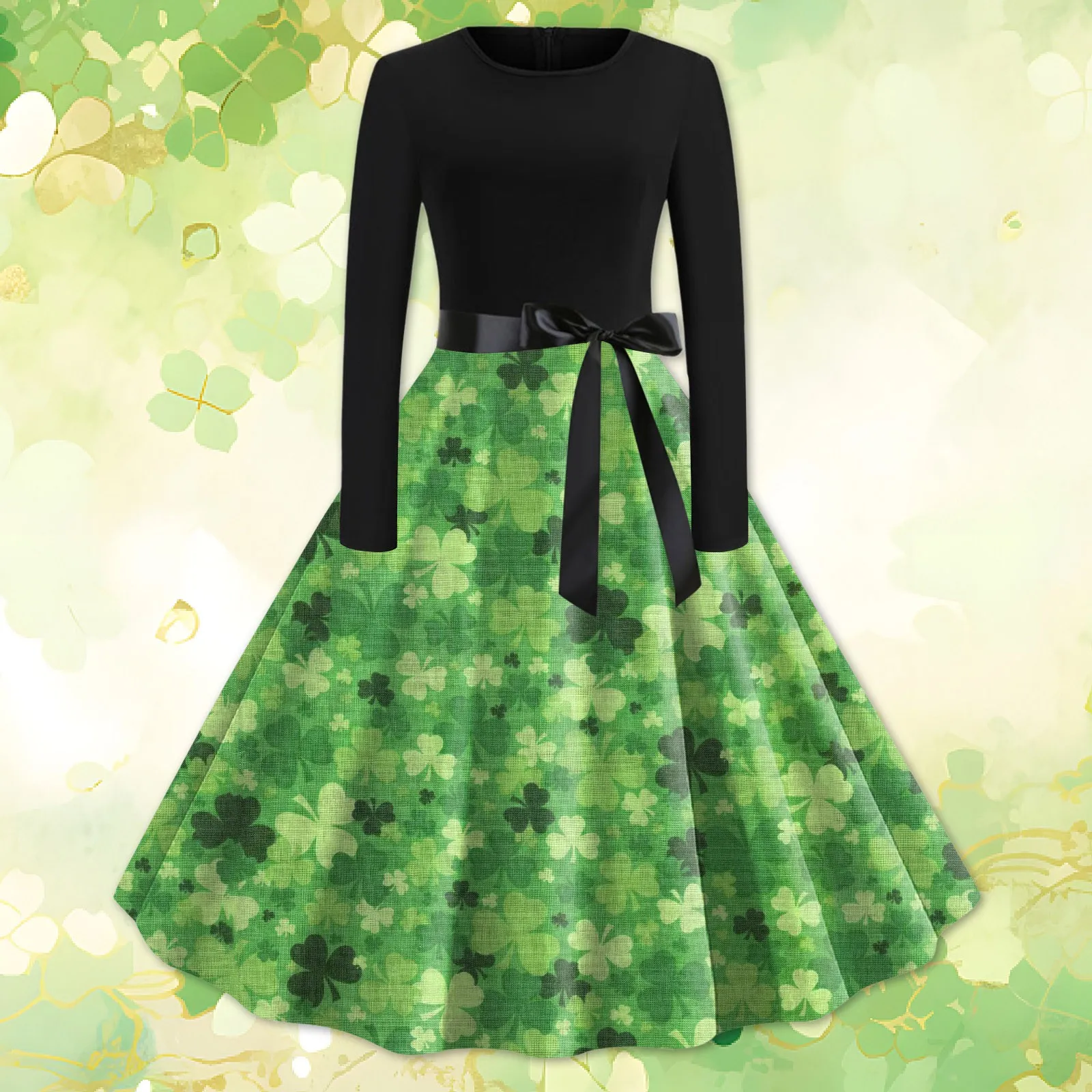 Women's Vintage Dress St Patrick's Day Printed Long Sleeve Round Neck Dresses Fashion High Waisted Bow Tie Pleated Swing Dress
Women's Vintage Dress St Patrick's Day Printed Long Sleeve Round Neck Dresses Fashion High Waisted Bow Tie Pleated Swing Dress
