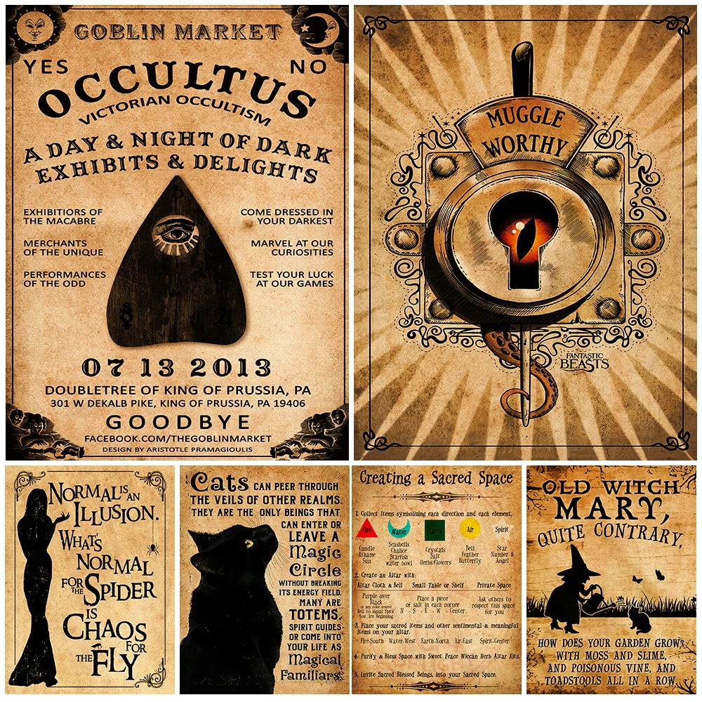 Black Cat Magical Familiars Vintage Wall Art Canvas Paitning Witch And Witchcraft Element Abstract Art Poster And Print Decor
Black Cat Magical Familiars Vintage Wall Art Canvas Paitning Witch And Witchcraft Element Abstract Art Poster And Print Decor