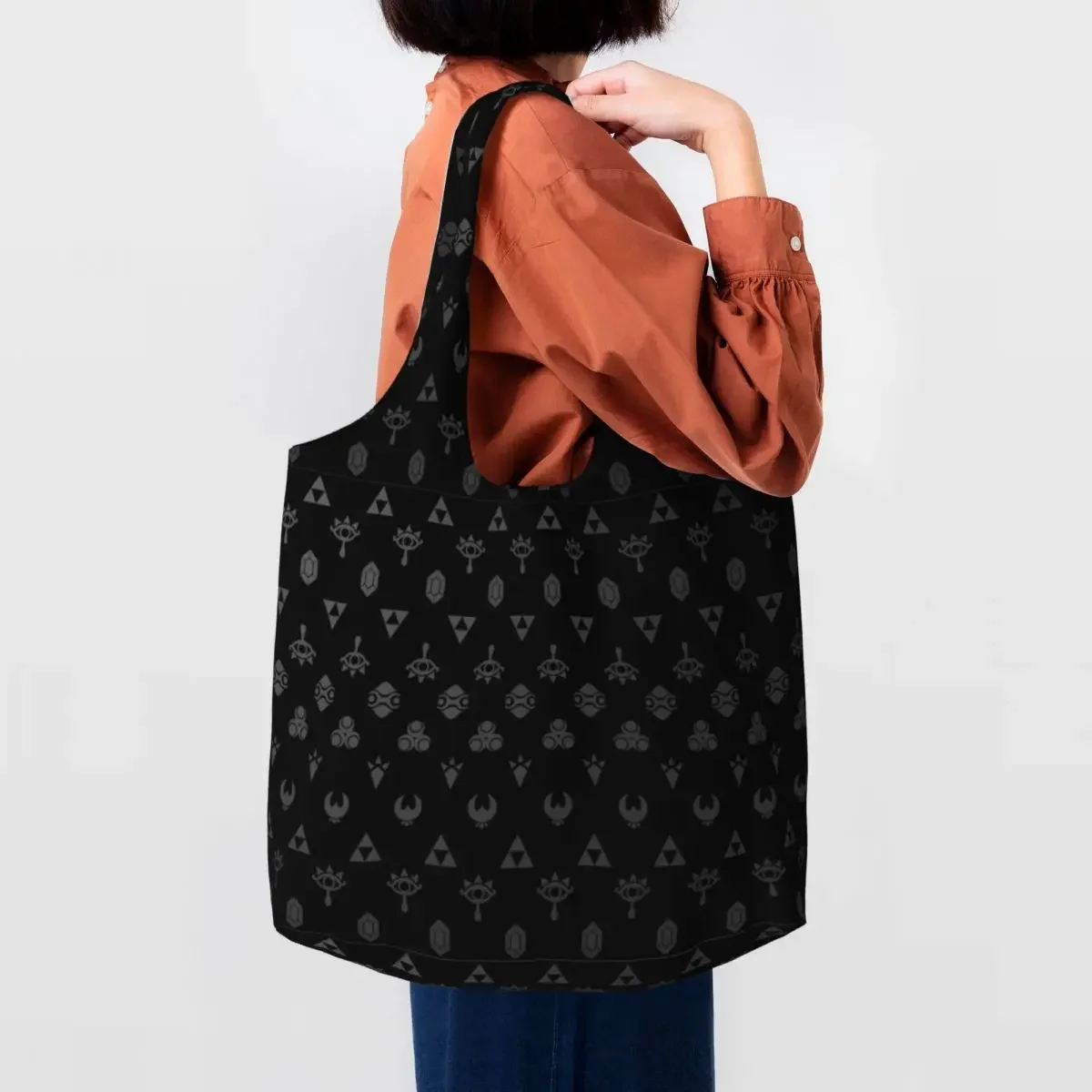 Cute Printed Black Zeldas Symbol Pattern Shopping Tote Bag Reusable Canvas Shopper Shoulder Play Game Bags photography Handbag
Cute Printed Black Zeldas Symbol Pattern Shopping Tote Bag Reusable Canvas Shopper Shoulder Play Game Bags photography Handbag