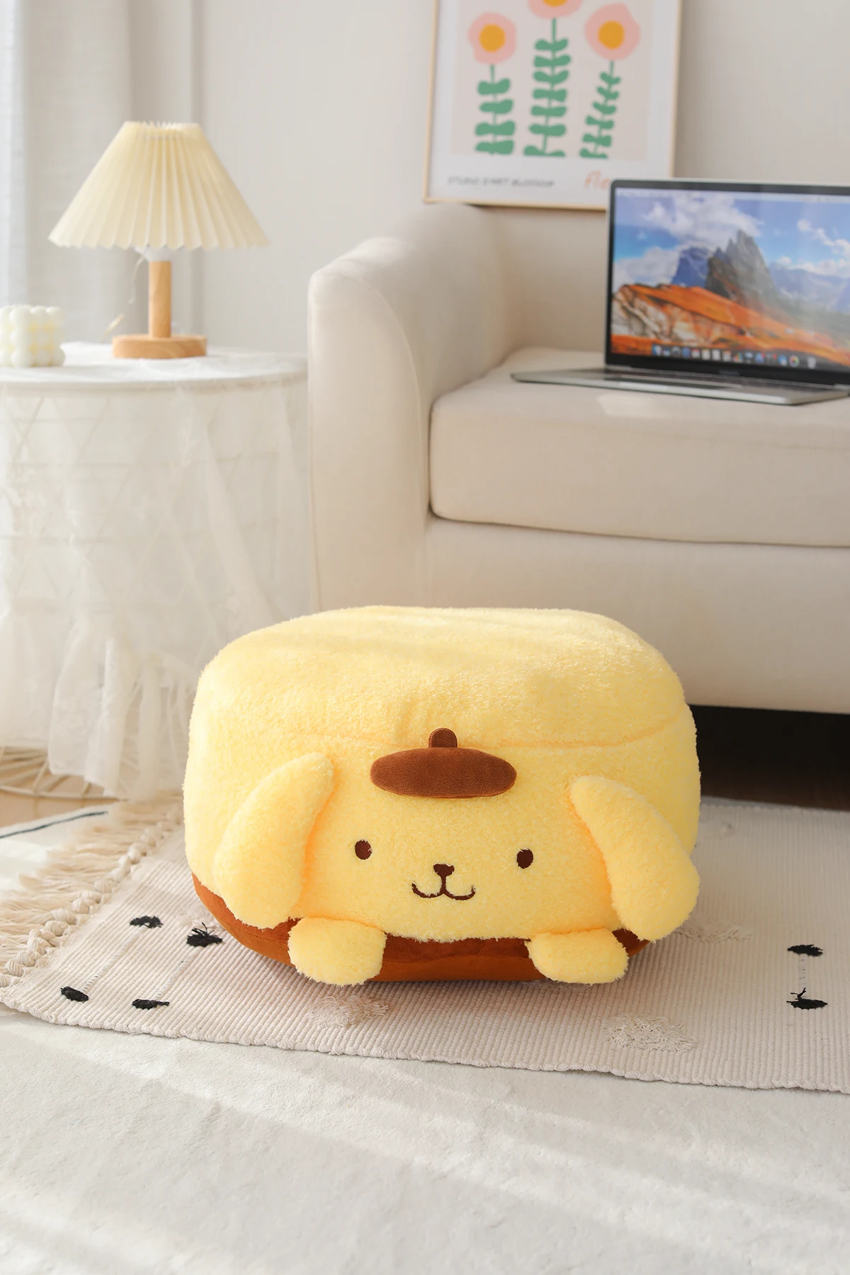 Sanrio Plush My Melody Doll Cute Lovely Lazy Man Sits On A Round Bottom Cushion Kawaii Toys