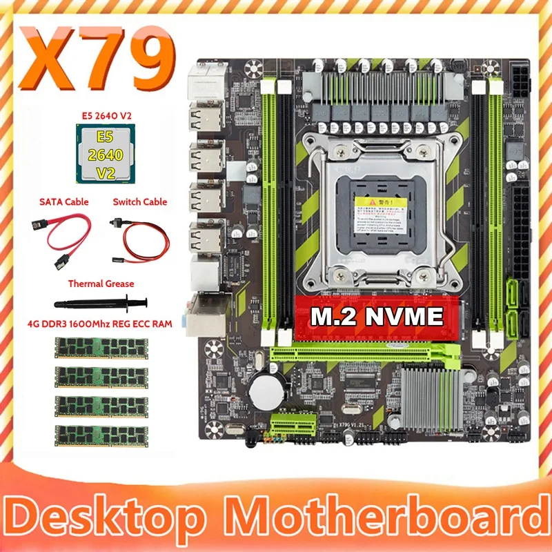 X79 Motherboard+E5 2640 V2 CPU+4X4GB DDR3 1600Mhz REG ECC RAM Memory+SATA Cable+Switch Cable+Thermal Grease M.2 NVME
X79 Motherboard+E5 2640 V2 CPU+4X4GB DDR3 1600Mhz REG ECC RAM Memory+SATA Cable+Switch Cable+Thermal Grease M.2 NVME