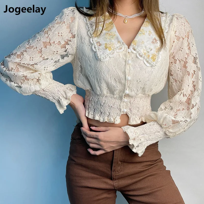 Women's Floral Embroidery Mesh Lace Round Neck Long Sleeve Abdomen Top Doll Collar Lantern Sleeve Palace Cardigan
Women's Floral Embroidery Mesh Lace Round Neck Long Sleeve Abdomen Top Doll Collar Lantern Sleeve Palace Cardigan