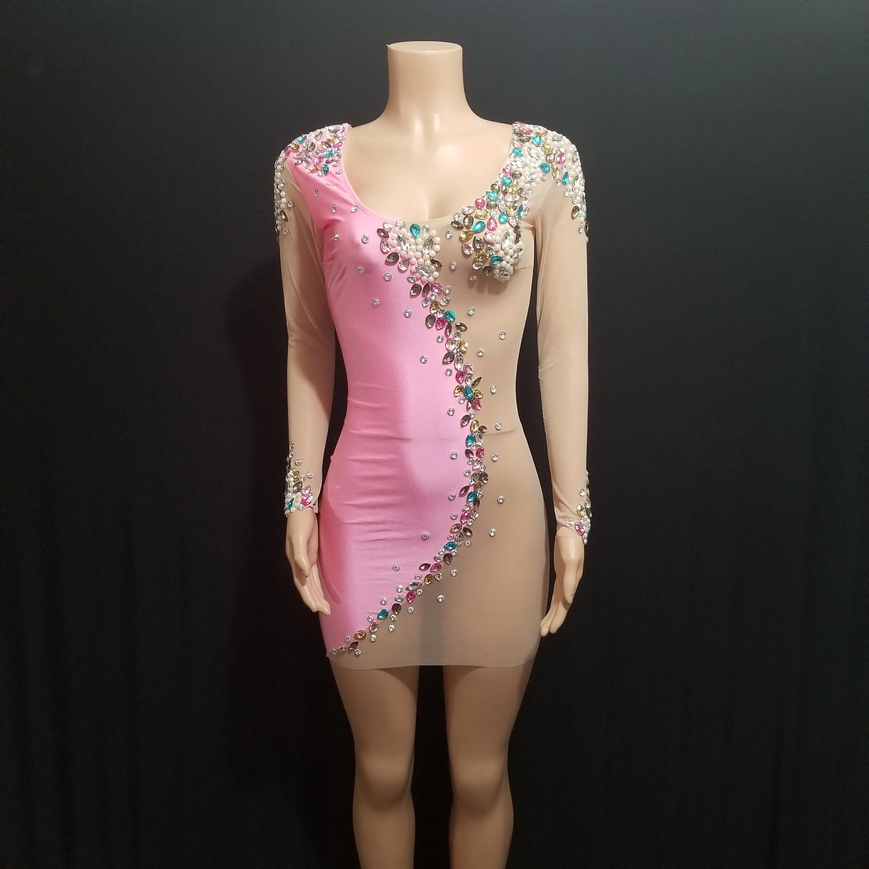 Sexy See Through Dance Costume Bling Stage Pink Nude Stones Pearls Dress Dancewear Shining Rhinestone Sexy Party Outfit
Sexy See Through Dance Costume Bling Stage Pink Nude Stones Pearls Dress Dancewear Shining Rhinestone Sexy Party Outfit