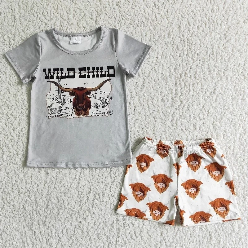 Baby Boy Summer New Clothes Wild Child Gray Short Sleeve Shirt Top Wholesale Children Western Cow Shorts Kids Infants Outfit Set
Baby Boy Summer New Clothes Wild Child Gray Short Sleeve Shirt Top Wholesale Children Western Cow Shorts Kids Infants Outfit Set