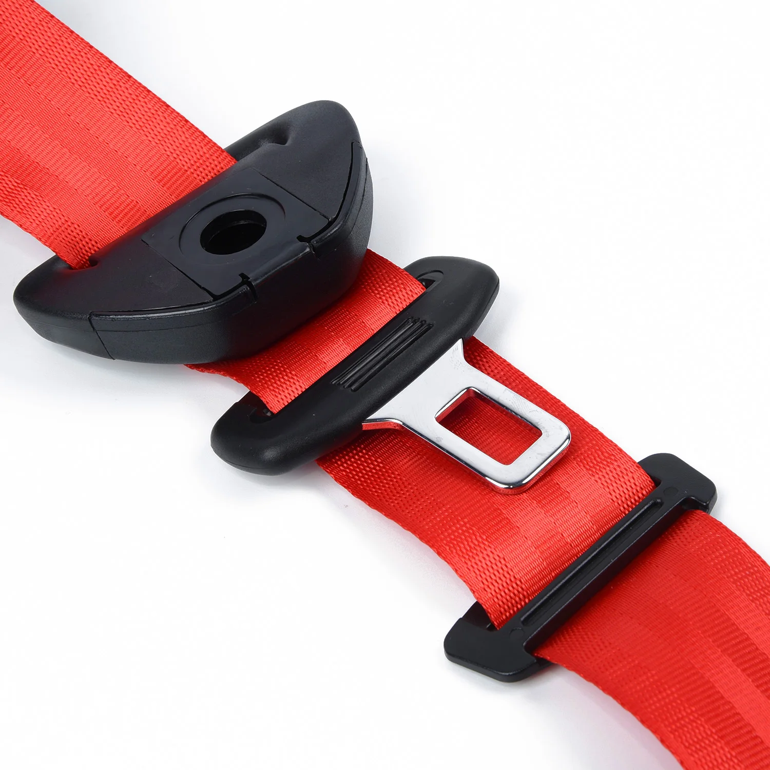 

Red Car Seat Belt Lap Belt 3-Point Safety Strap Adjustable Retractable High Strength Polyester Safety Belt Lock Catch