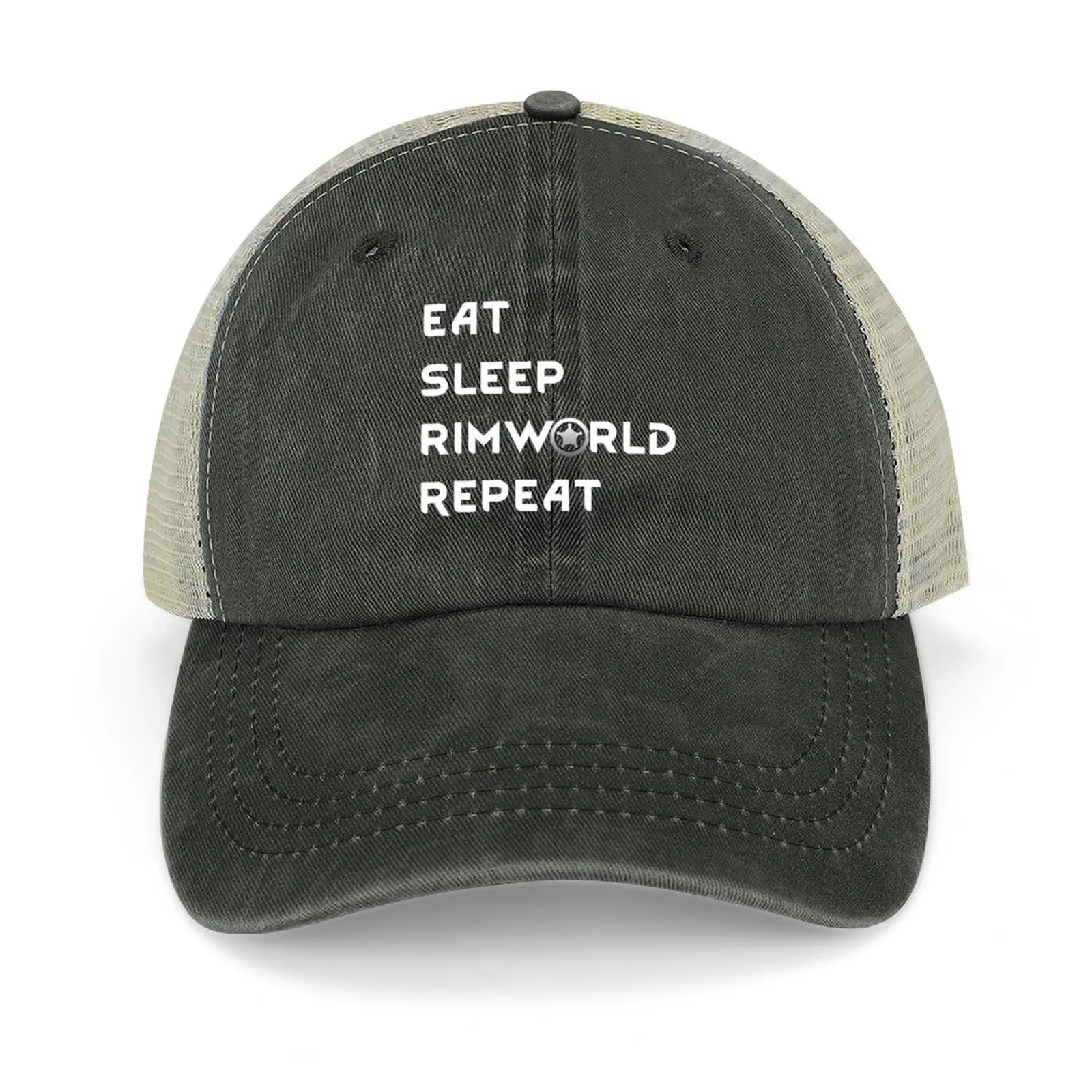 

Eat Sleep Rimworld Repeat Cowboy Hat Trucker Hat black Hat Luxury Brand Men Cap Women'S