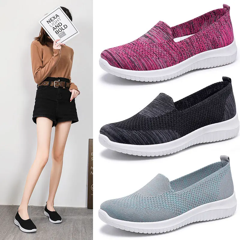 Fashion Breathable Knitting Flats Shoes Women Slip-on Soft Bottom Sneakers Woman Summer Super Light Non-slip Casual Shoes 611
Fashion Breathable Knitting Flats Shoes Women Slip-on Soft Bottom Sneakers Woman Summer Super Light Non-slip Casual Shoes 611