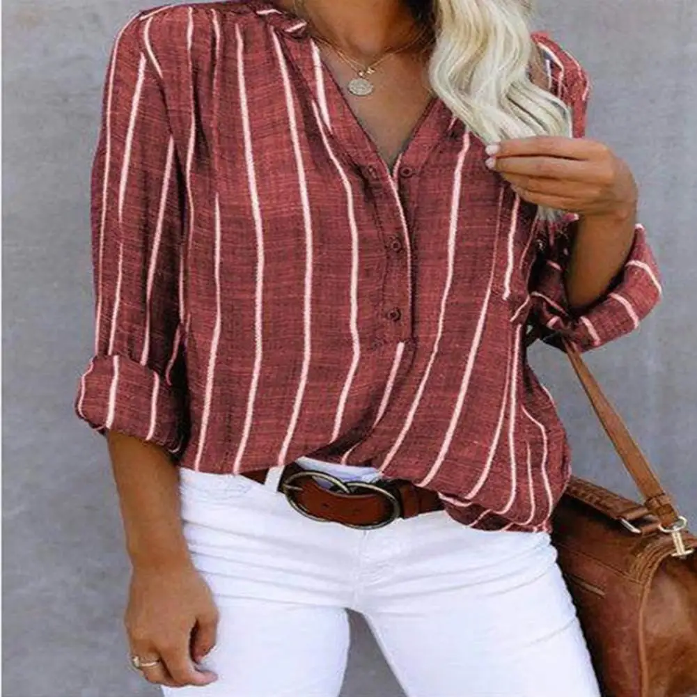 Women Shirt Striped Print V Neck Long Sleeve Blouses for Women Summer Tops with Loose Fit Button Detail Streetwear Fashion
Women Shirt Striped Print V Neck Long Sleeve Blouses for Women Summer Tops with Loose Fit Button Detail Streetwear Fashion