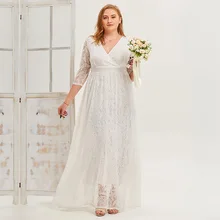 Spring Large Size Backless Lace Dress Mid-Long Sleeve Light Wedding Plus Size Dress Long Evening Dress Pure White Wedding Gown
Spring Large Size Backless Lace Dress Mid-Long Sleeve Light Wedding Plus Size Dress Long Evening Dress Pure White Wedding Gown